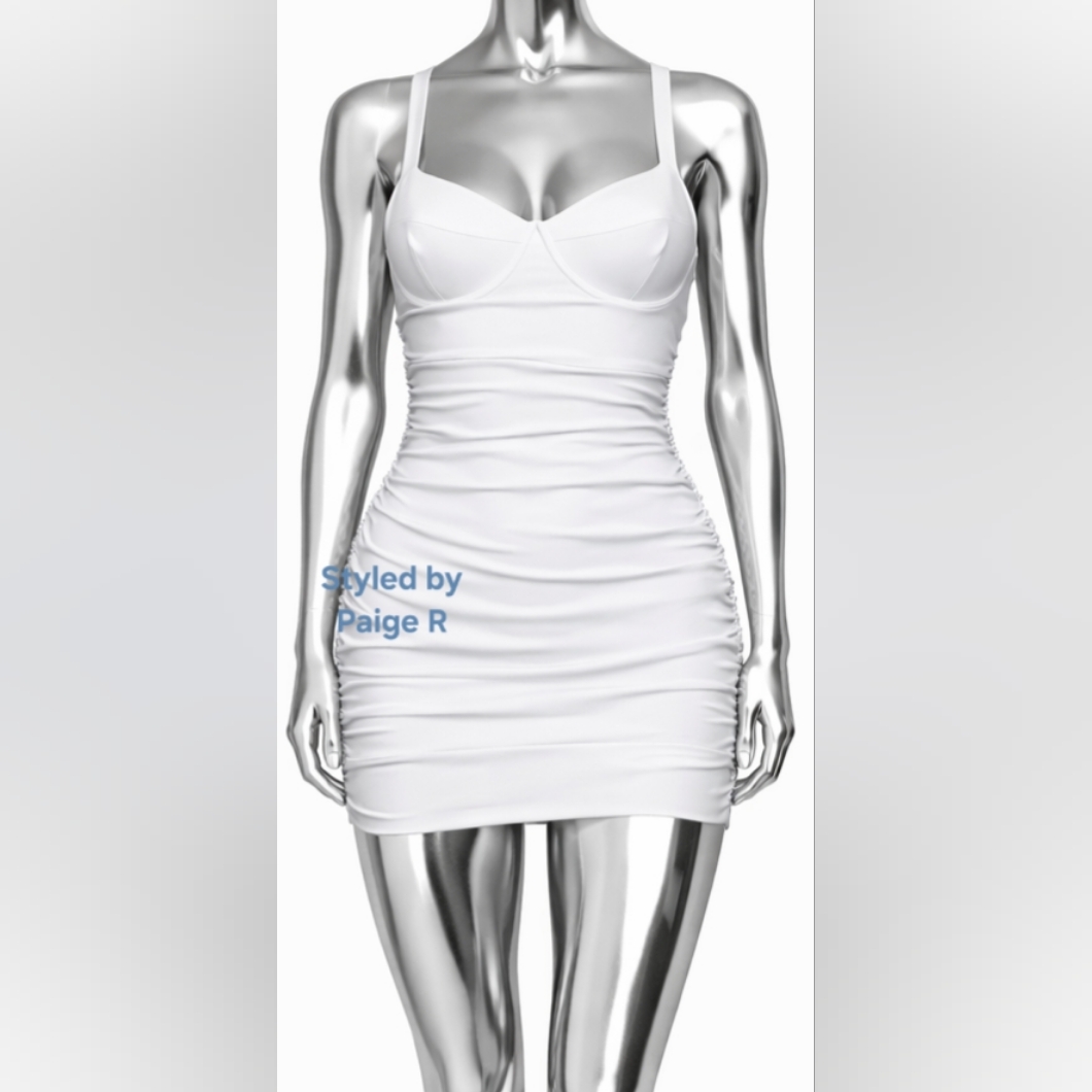 Nwt Skims 1 Piece Ruched Shaping Sculpting Swim Dress White Marble 26 28 4x